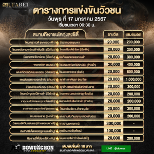 ตารางวัวชน17-01-67