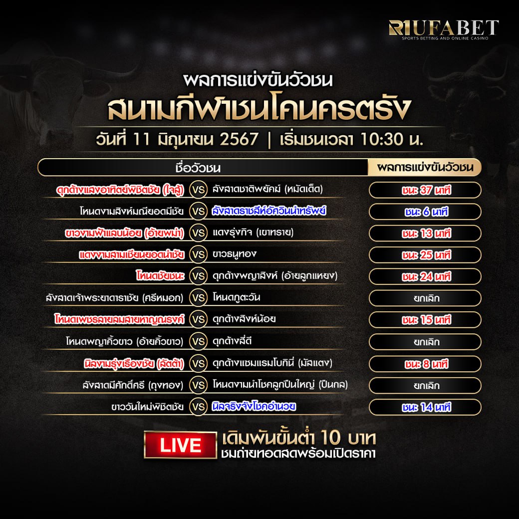 ผลแข่งขันวัวชน11-6-67