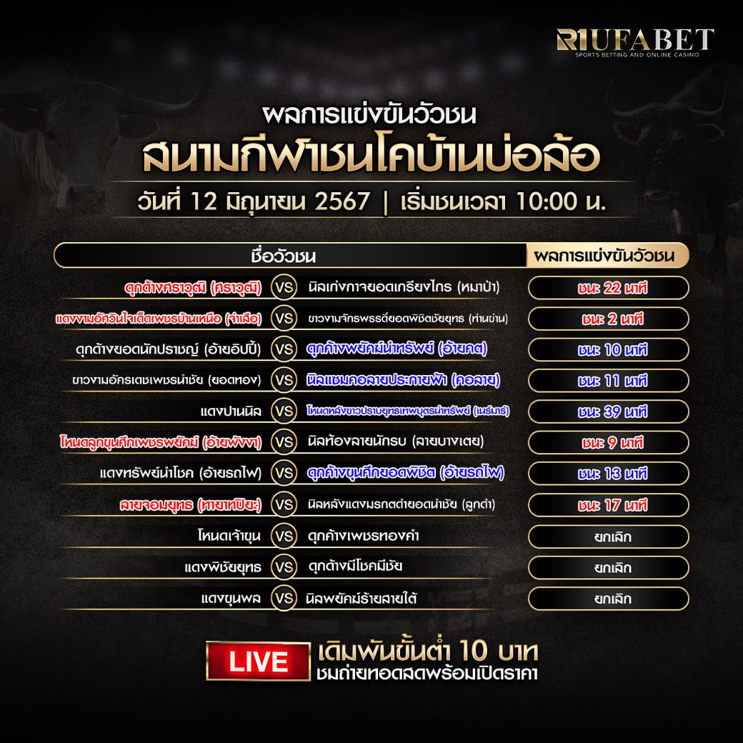 ผลแข่งขันวัวชน12-6-67