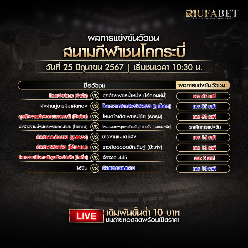 ผลแข่งขันวัวชน25-6-67