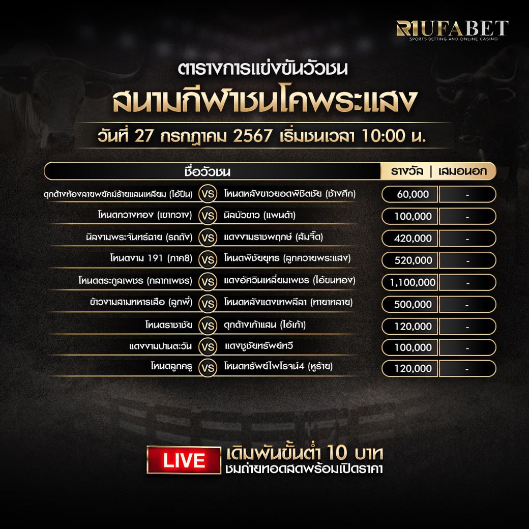 ตารางวัวชน 27-7-67