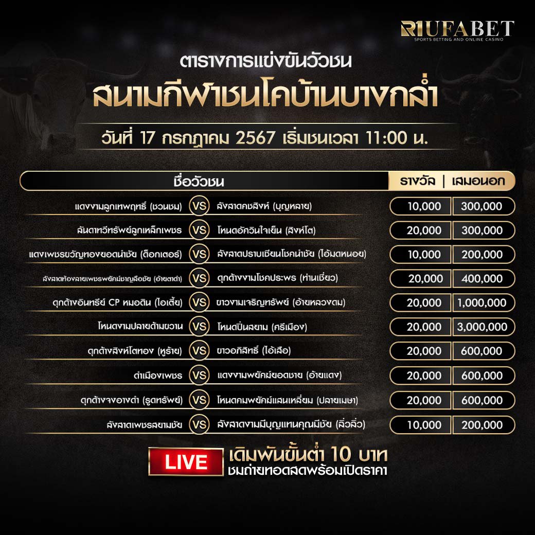 ตารางวัวชน17-7-67