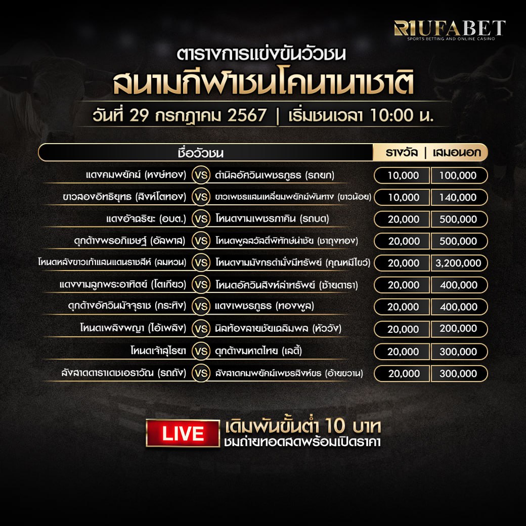 ตารางวัวชน29-7-67