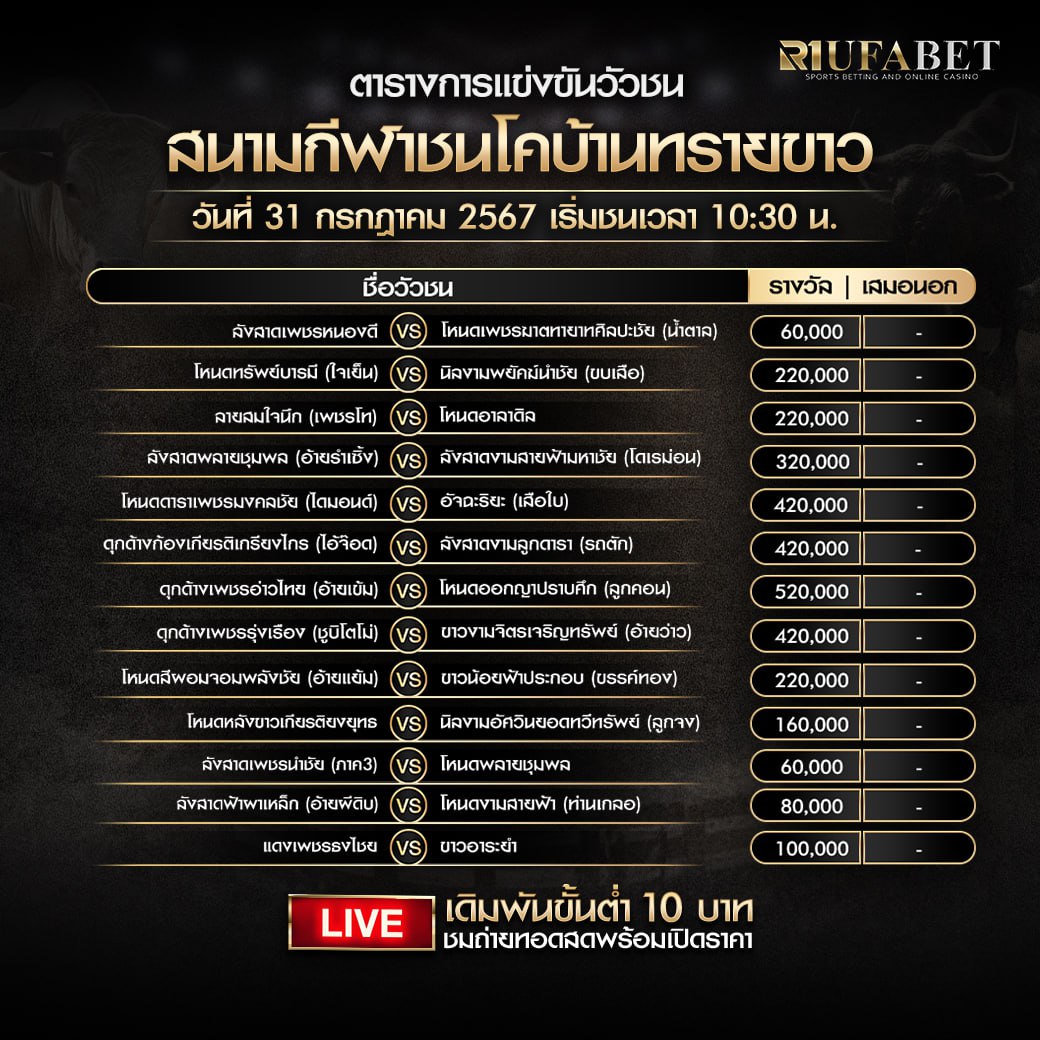 ตารางวัวชน31-07-67