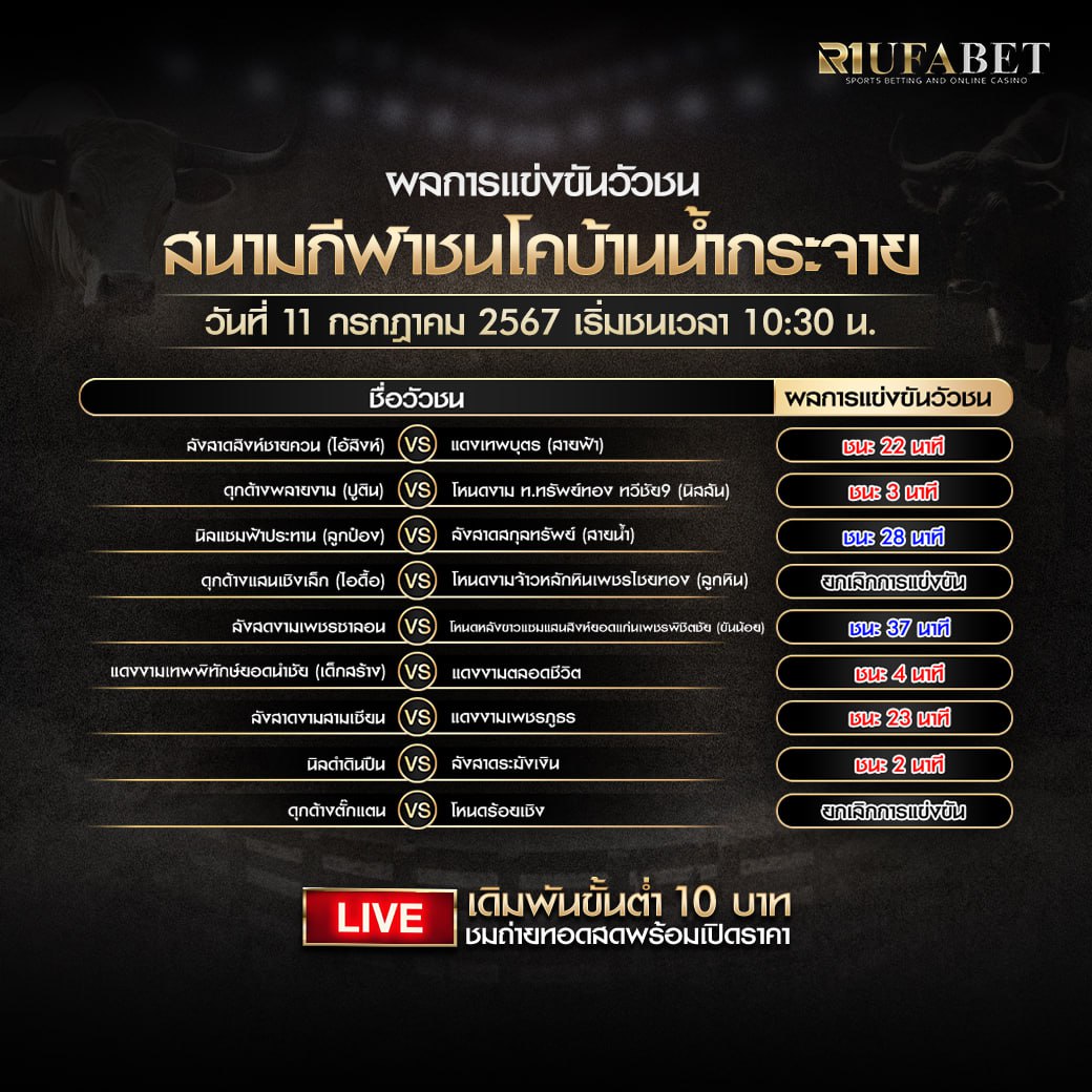 ผลแข่งขันวัวชน 11-7-67