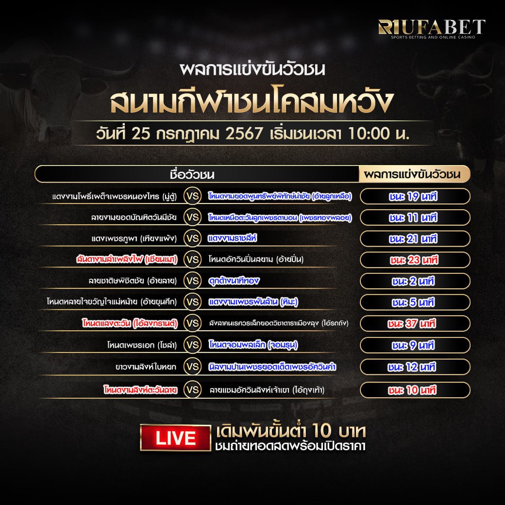 ผลแข่งขันวัวชน 25-7-67