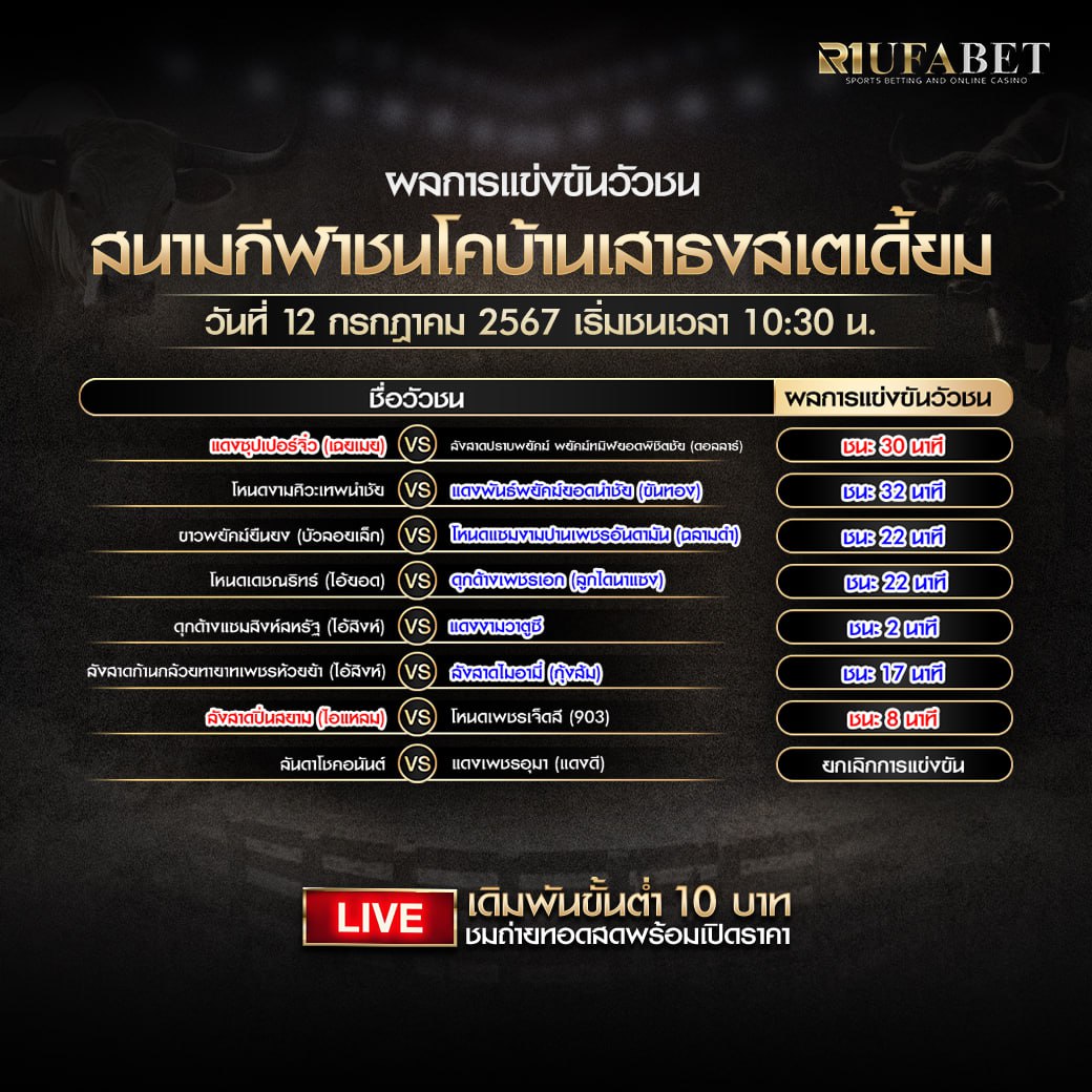 ผลแข่งขันวัวชน12-7-67