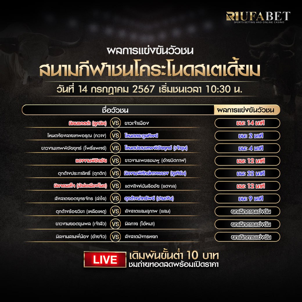 ผลแข่งขันวัวชน14-7-67