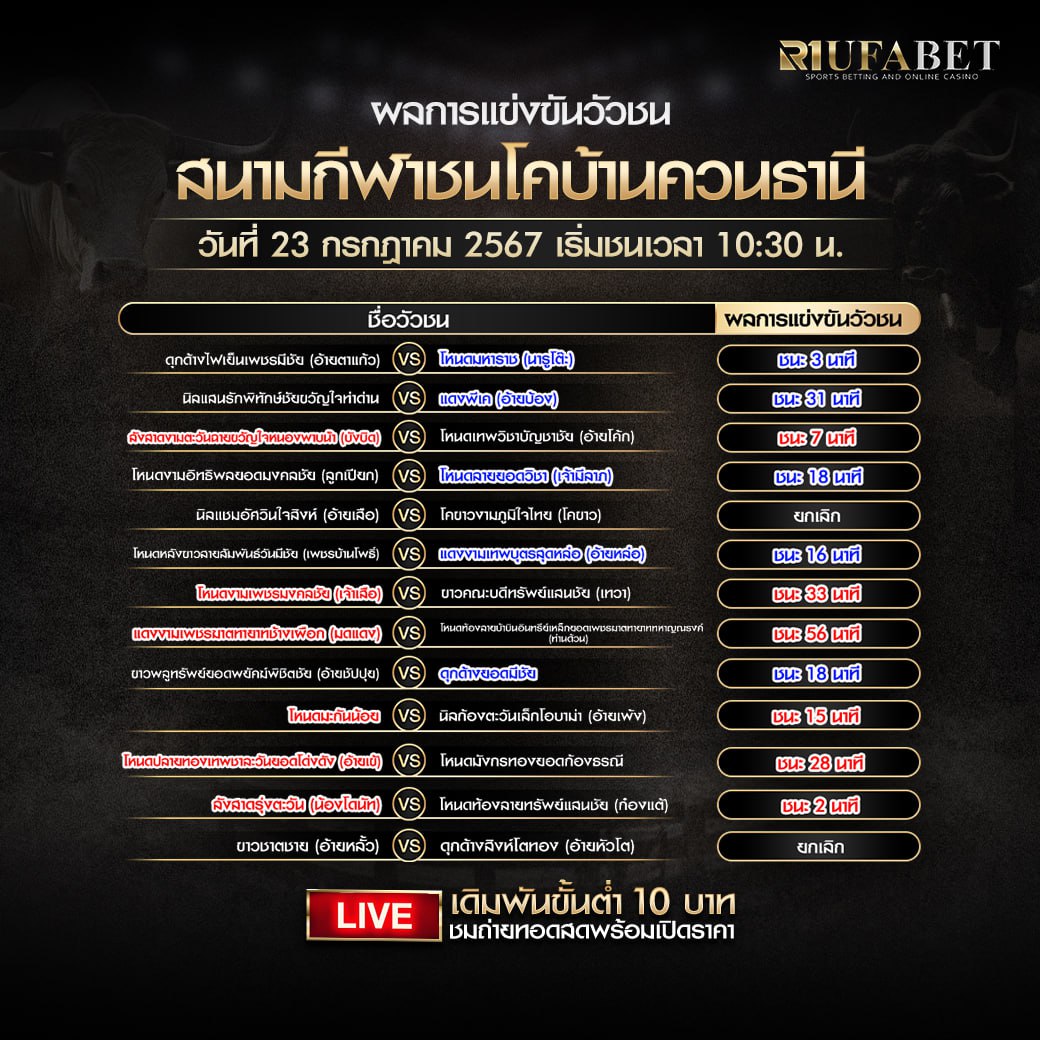 ผลแข่งขันวัวชน23-07-67