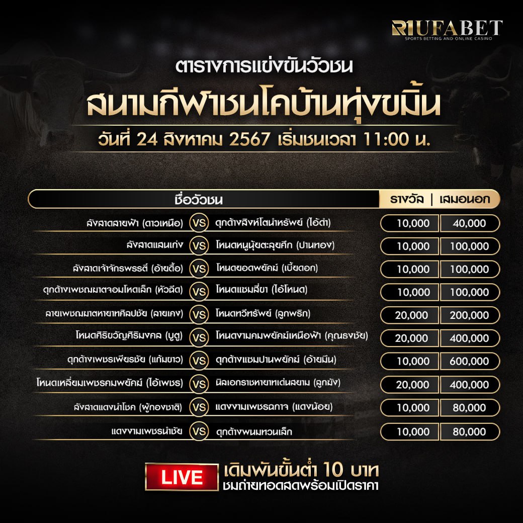 ตารางวัวชน 24-08-67