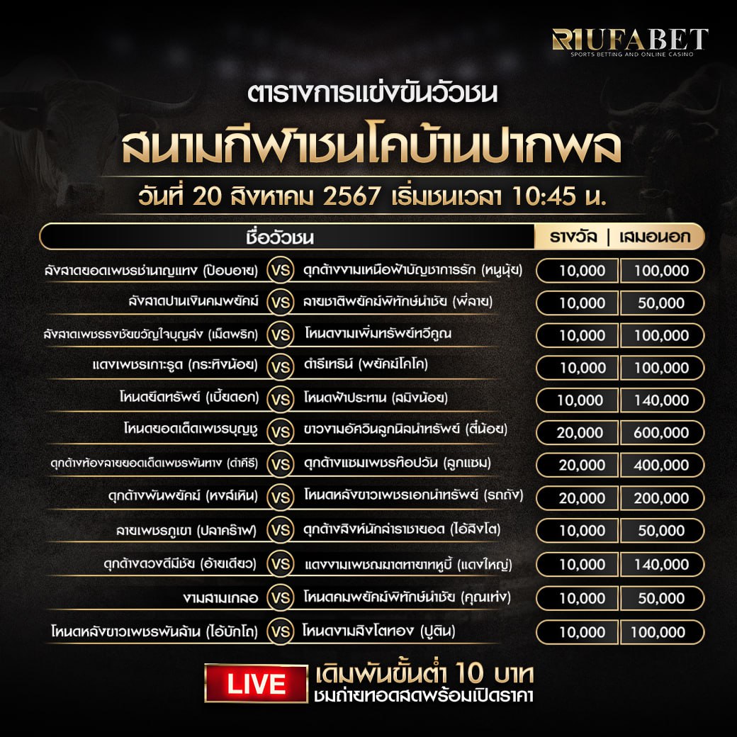 ตารางวัวชน20-8-67