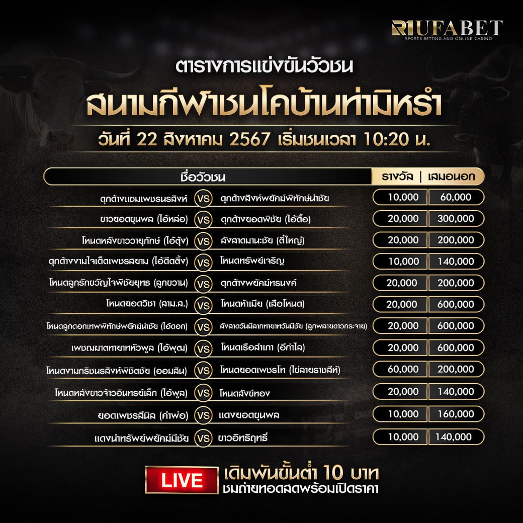 ตารางวัวชน22-8-67