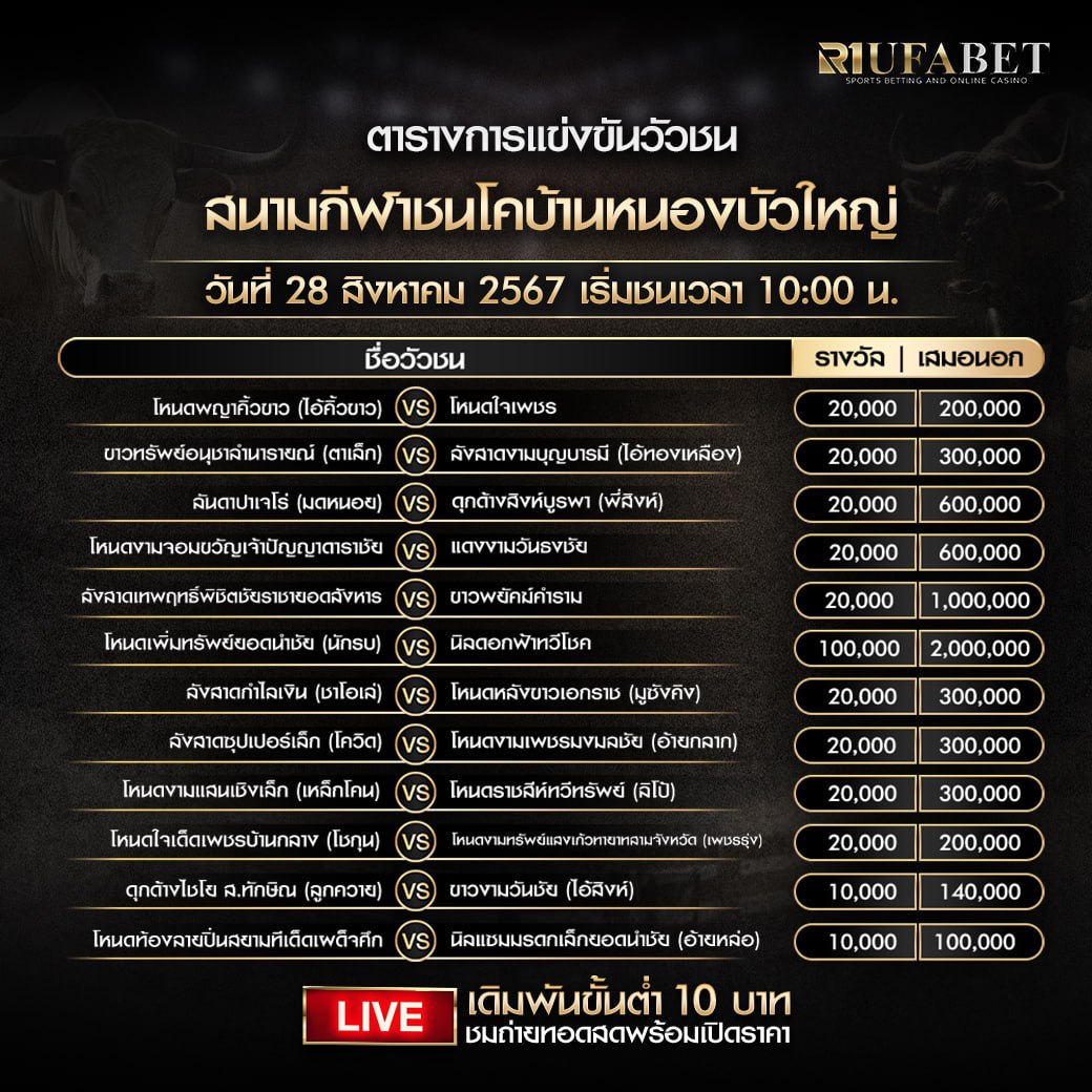 ตารางวัวชน28-8-67