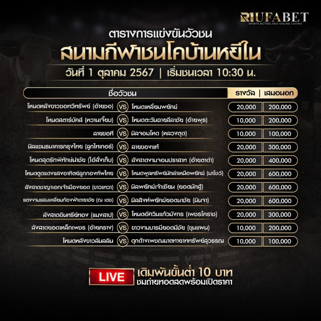 ตารางวัวชน01-10-67 