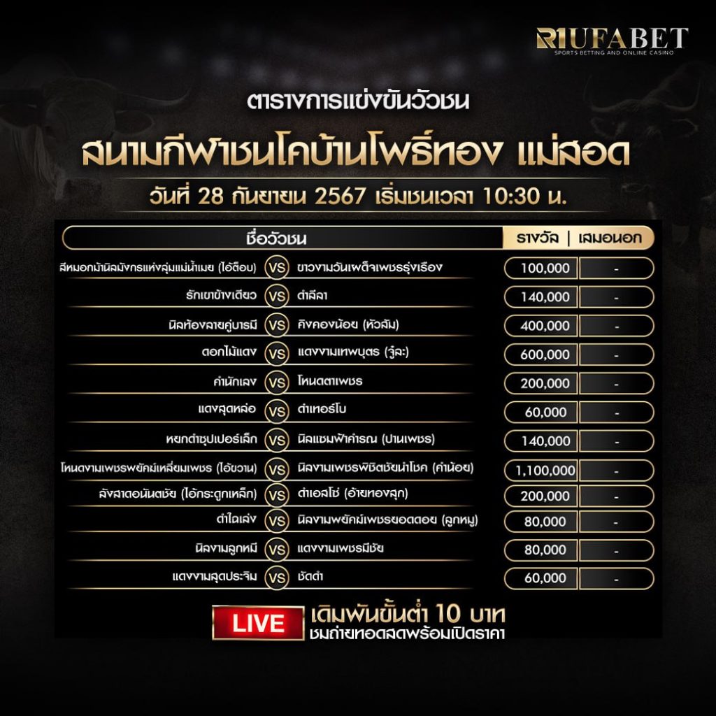 ตารางวัวชน 28-9-67