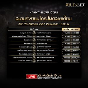 ตารางวัวชน28-9-67