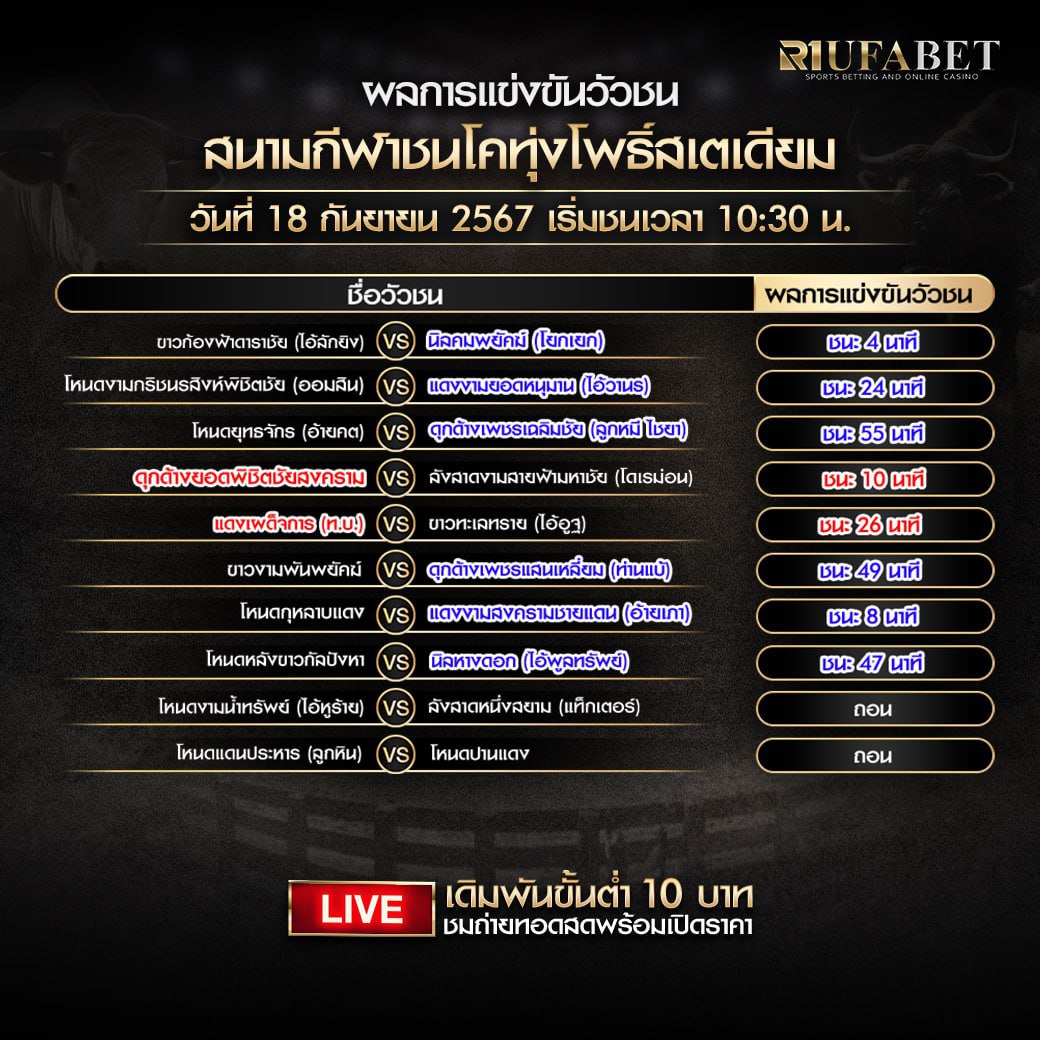 ผลแข่งขันวัวชน18-9-67