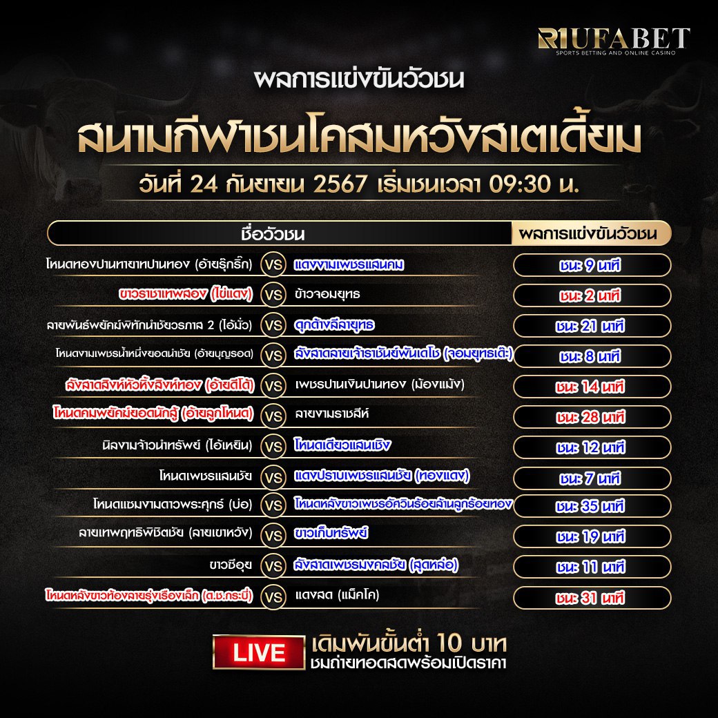 ผลแข่งขันวัวชน24-9-67