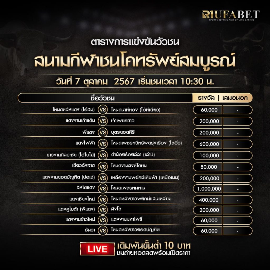 ตารางวัวชน07-10-67