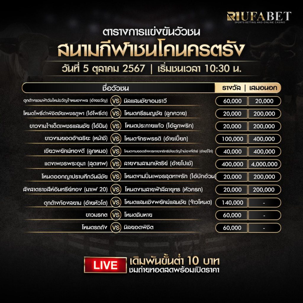 ตารางวัวชน05-10-67