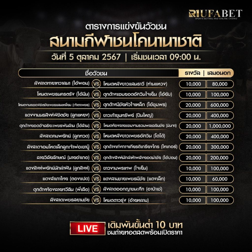 ตารางวัวชน05-10-67