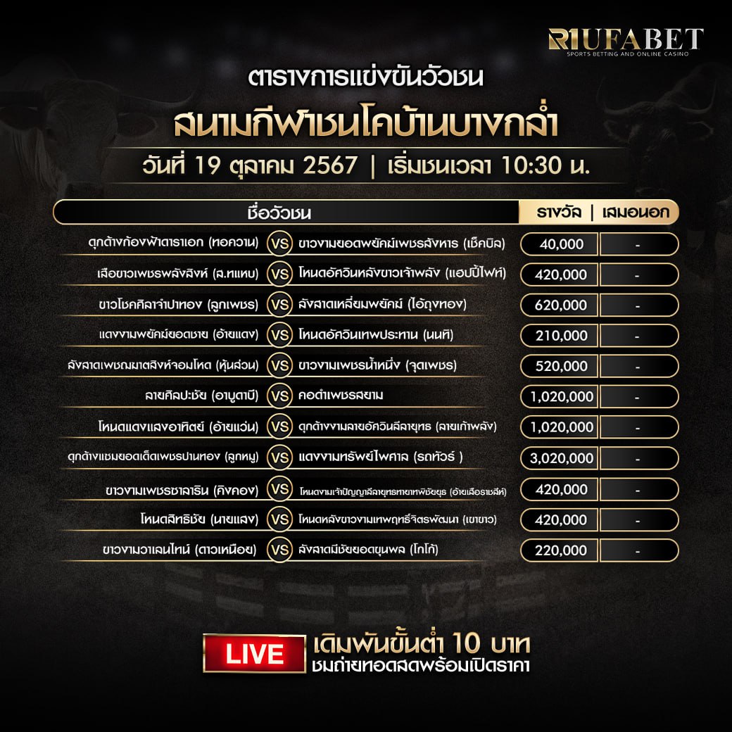 ตารางวัวชน 19-10-67