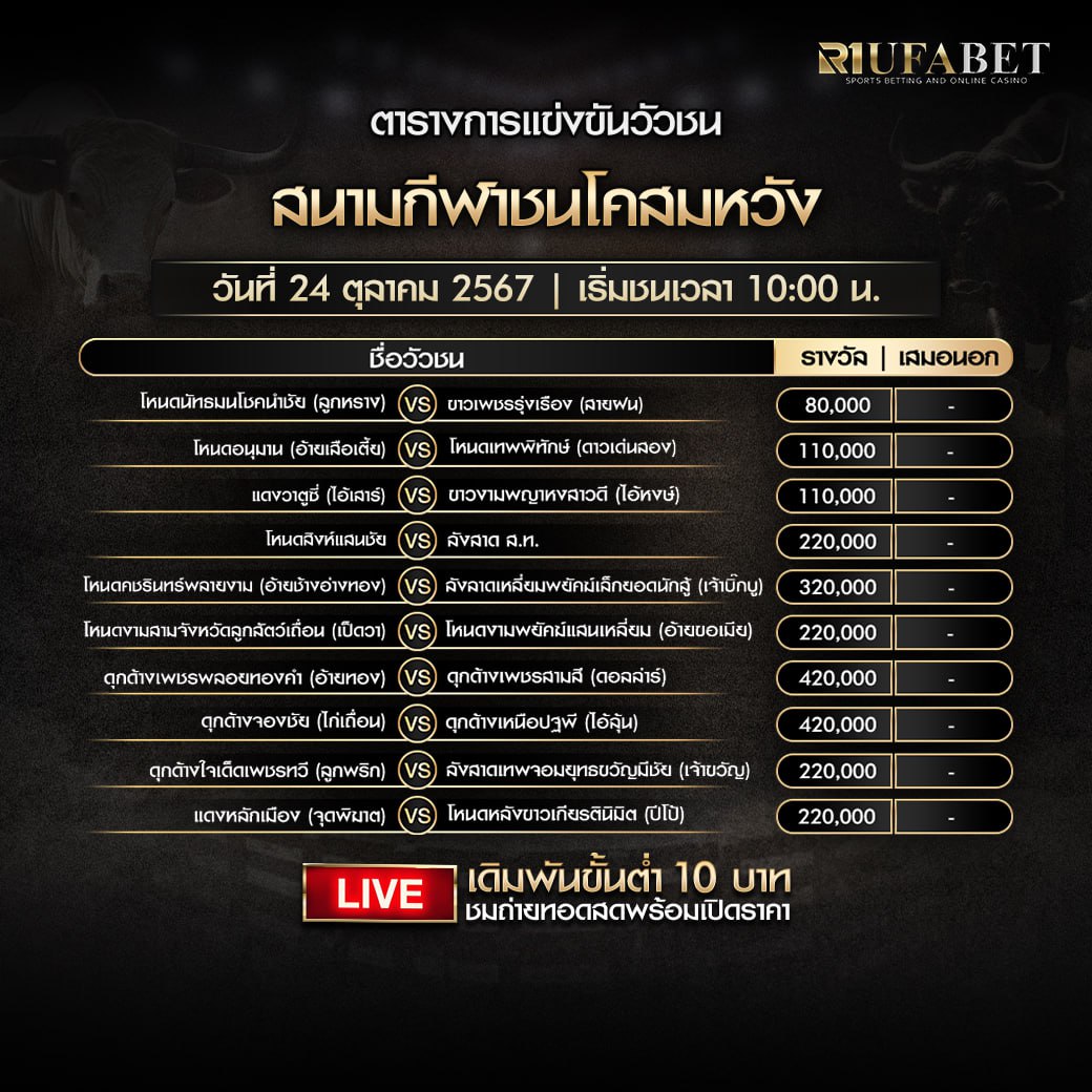 ตารางวัวชน24-10-67