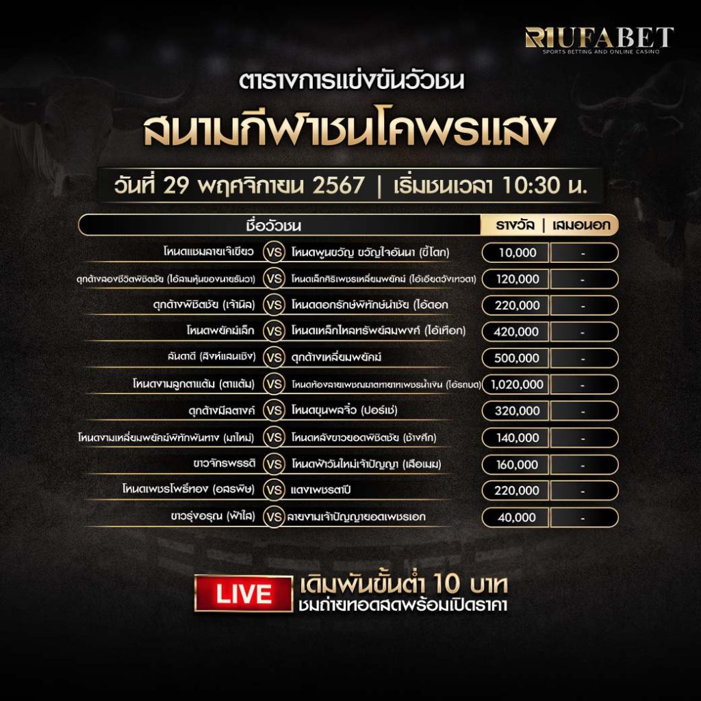 ตารางวัวชน29-11-67 