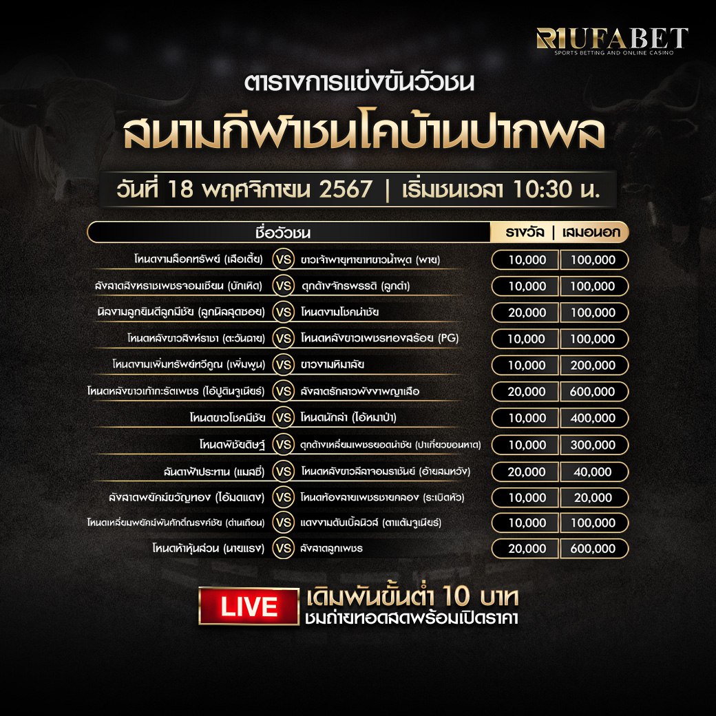 ตารางวัวชน18-11-67