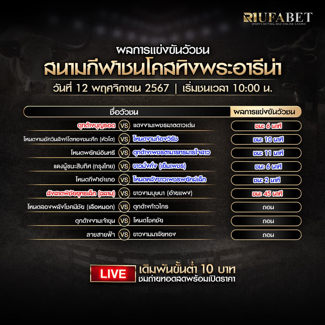 ผลแข่งขันวัวชน 12-11-67