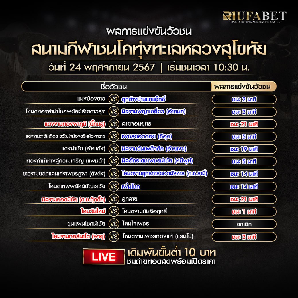 ผลแข่งขันวัวชน 24-11-67