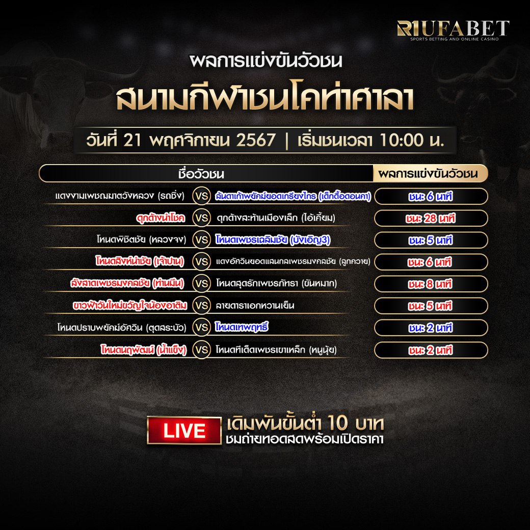 ผลแข่งขันวัวชน21-11-67