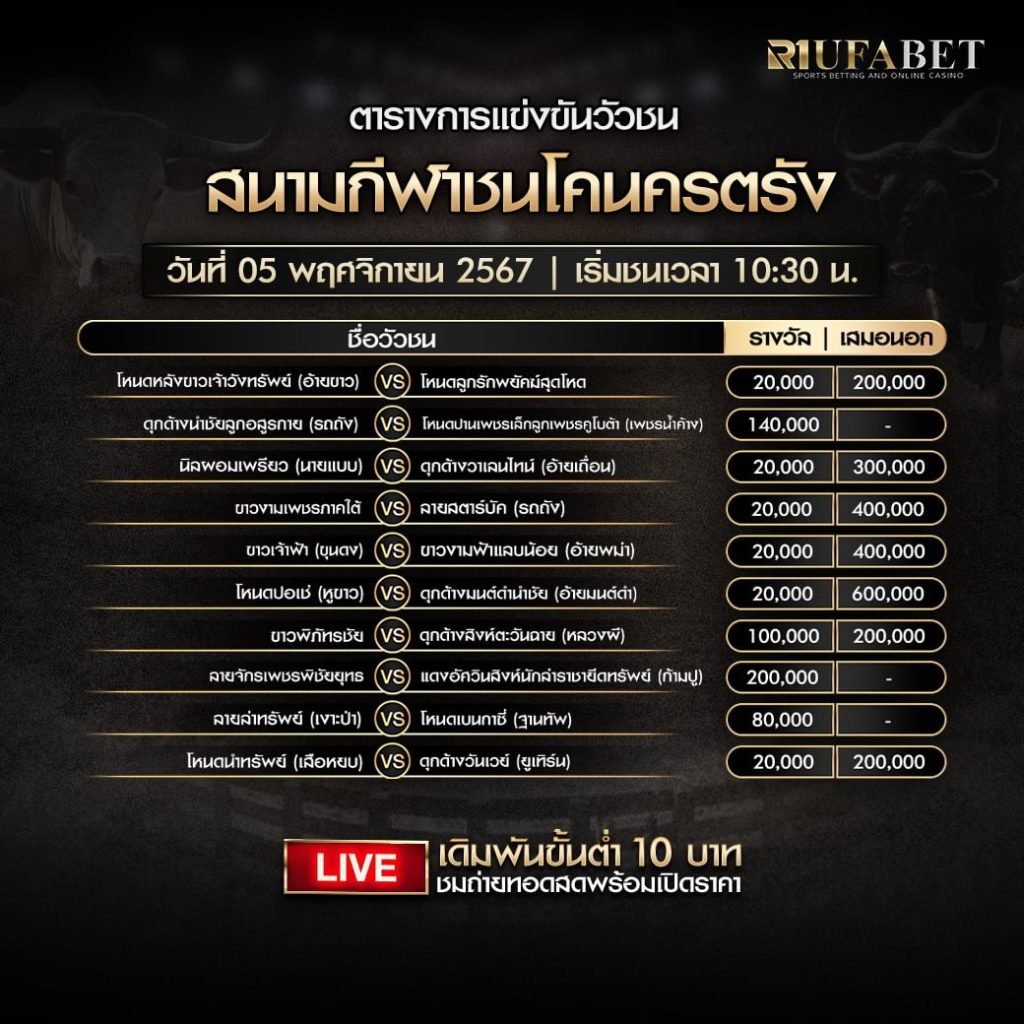 ตารางวัวชน05-11-67