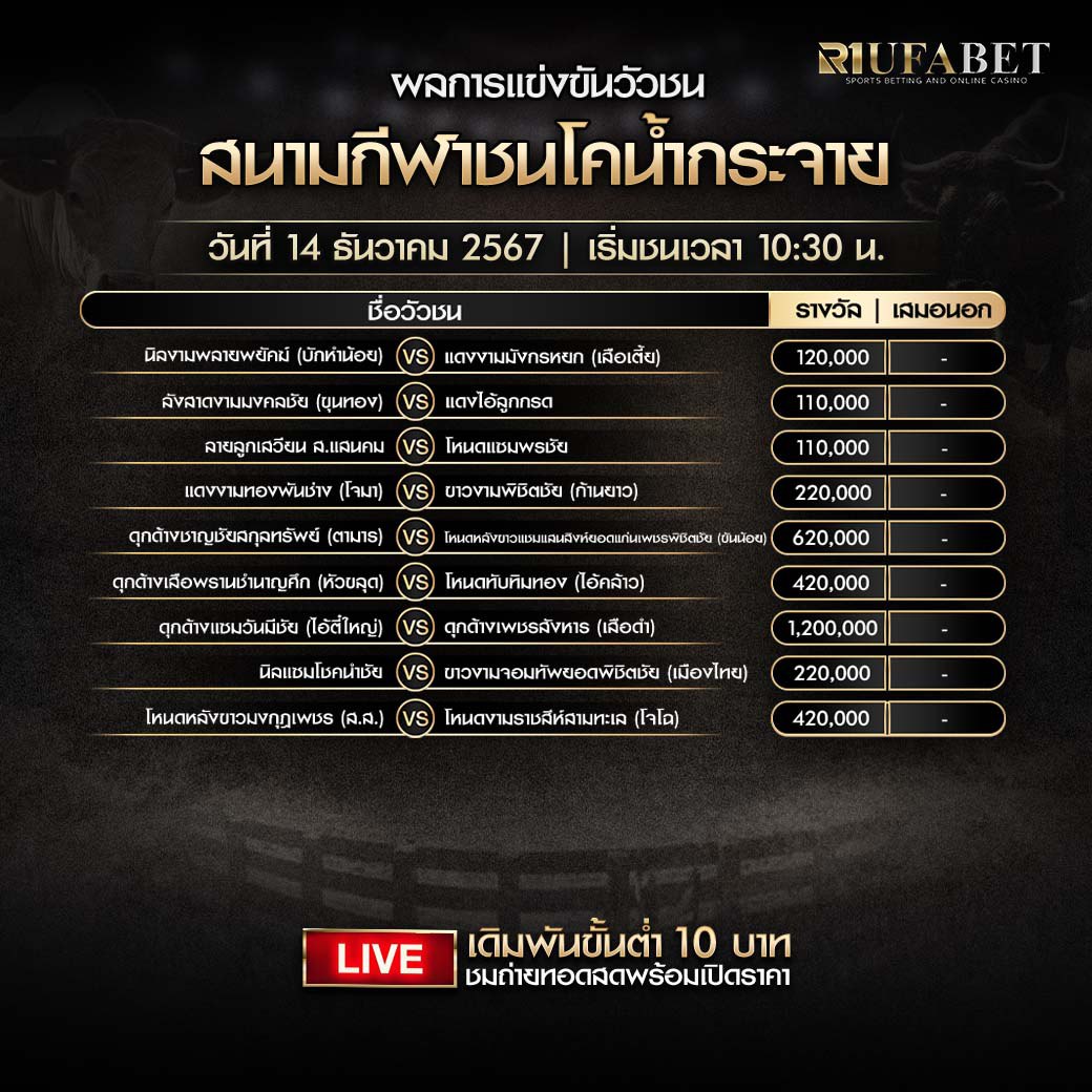 ตารางวัวชน 14-12-67