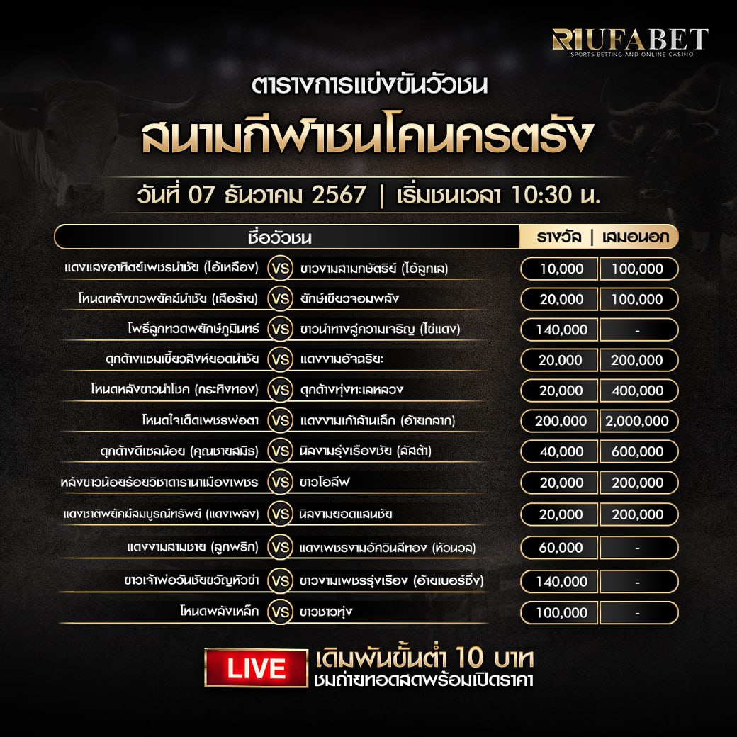 ตารางวัวชน 7-12-67