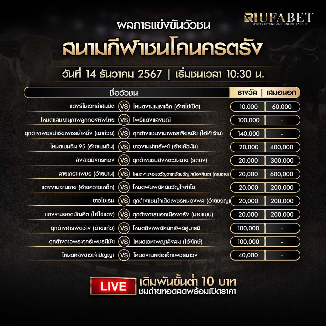 ตารางวัวชน14-12-67