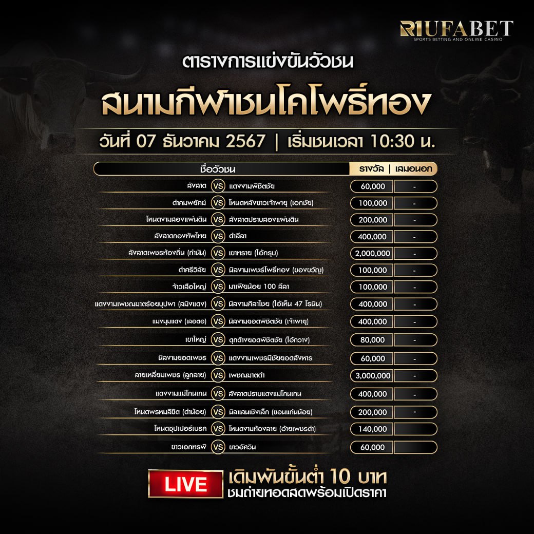 ตารางวัวชน7-12-67