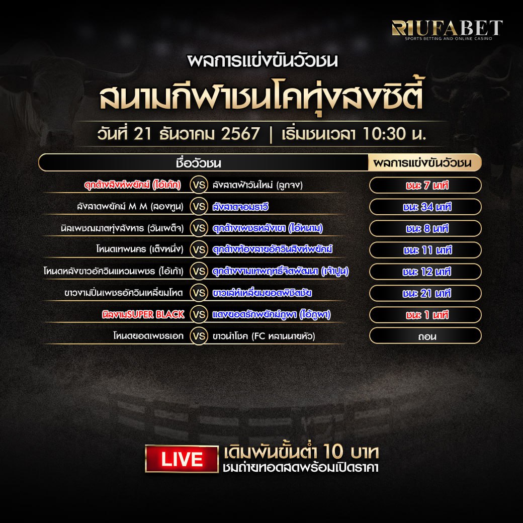 ผลแข่งขันวัวชน 21-12-67