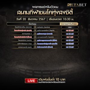 ผลแข่งขันวัวชน20-12-67