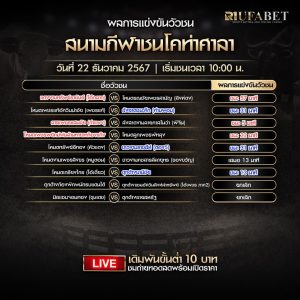 ผลแข่งขันวัวชน22-12-2567