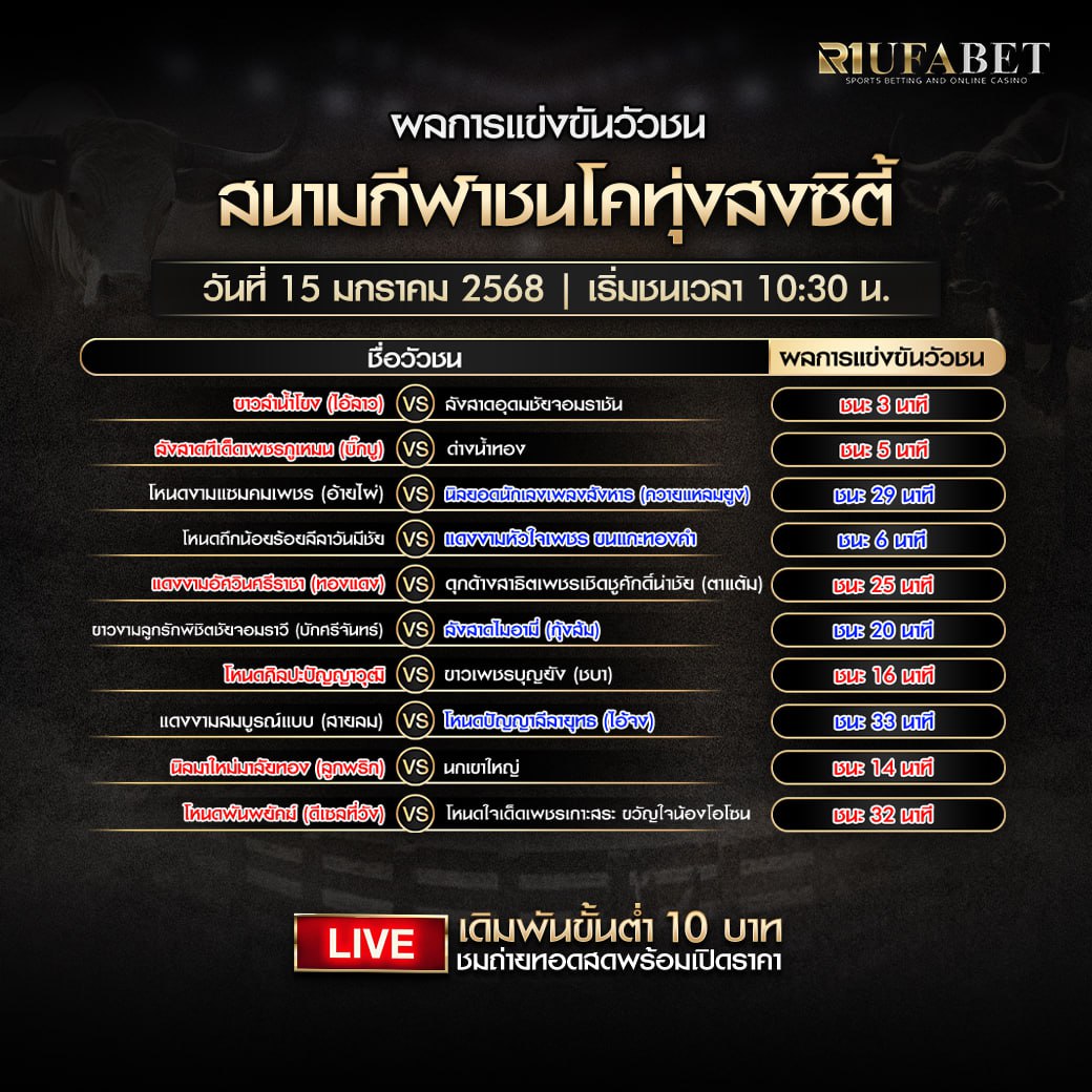 ผลแข่งขันวัวชน15-01-68