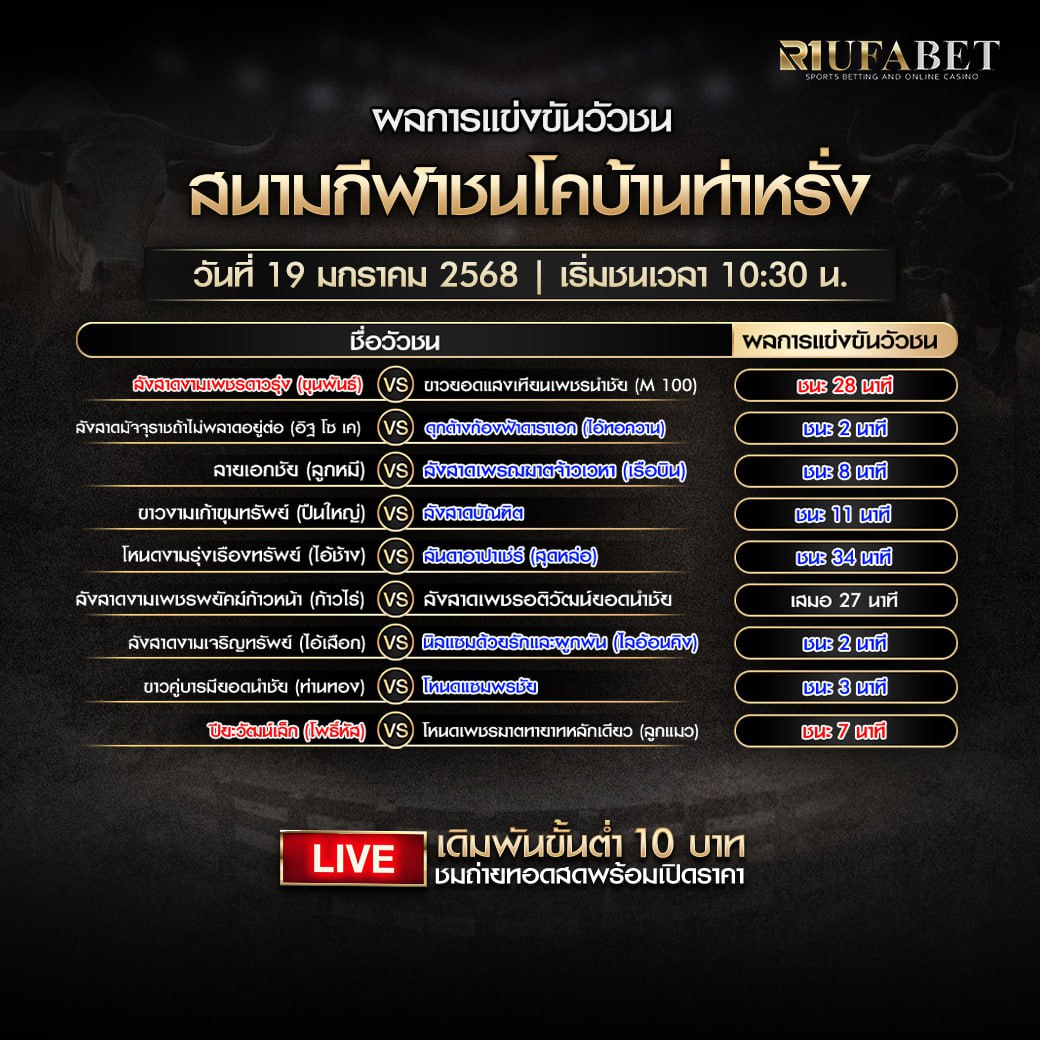 ผลแข่งขันวัวชน20-01-68